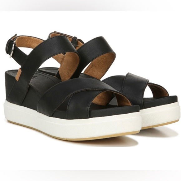 Dr. Scholl's Shoes - Dr. Scholl’s Scenario Strappy Black Wedge Sandals Size 9.5 NWOB